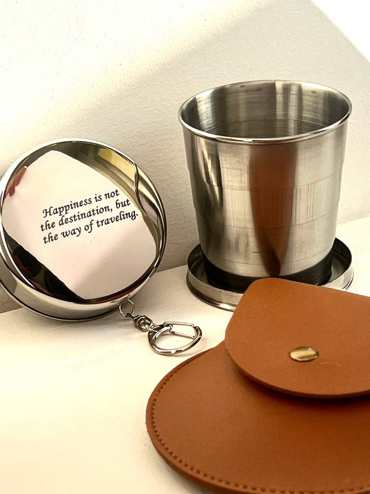 Personalized Travel Folding Cup 250ml Cutlery Camping Outdoor Collapseable Metal Cup