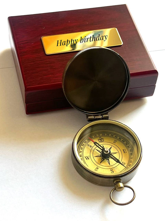 Personalized Compass gift Wooden box