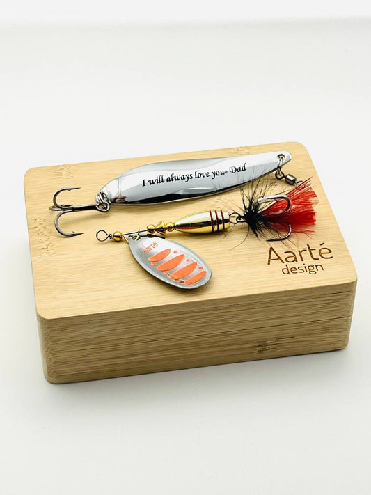 Custom Fishing lure gift Pike Bass bait Wooden box Birthday Wedding Gift