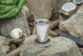 Personalized Travel Folding Cup 250ml Cutlery Camping Outdoor Collapseable Metal Cup