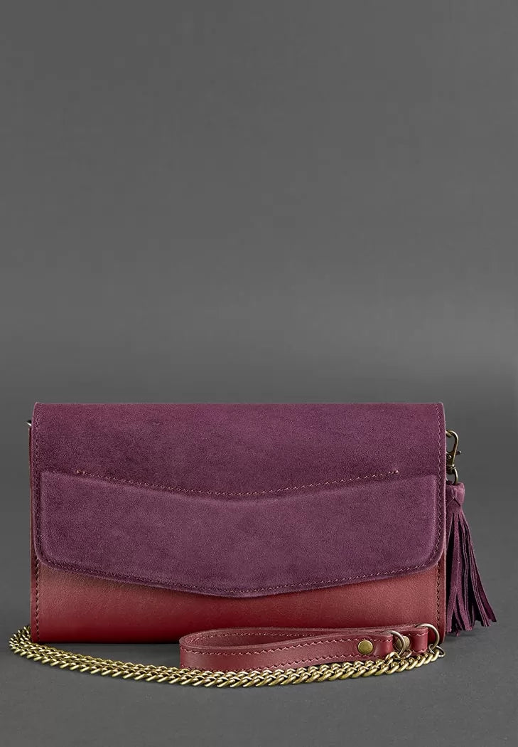 Women's leather bag Alice burgundy Velour crust