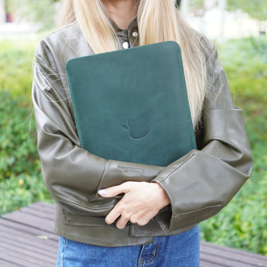Leather Case for Macbook Air / Pro 13/ 14/15/ Vertical Green Vintage