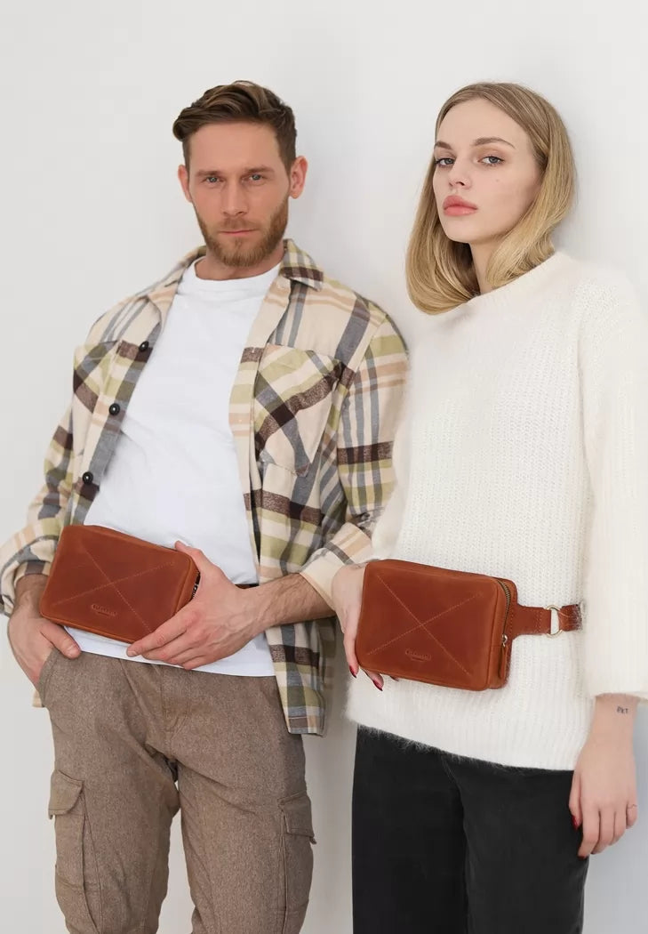 Leather belt bag Dropbag Mini Dark Brown Crazy Horse Waist Bag