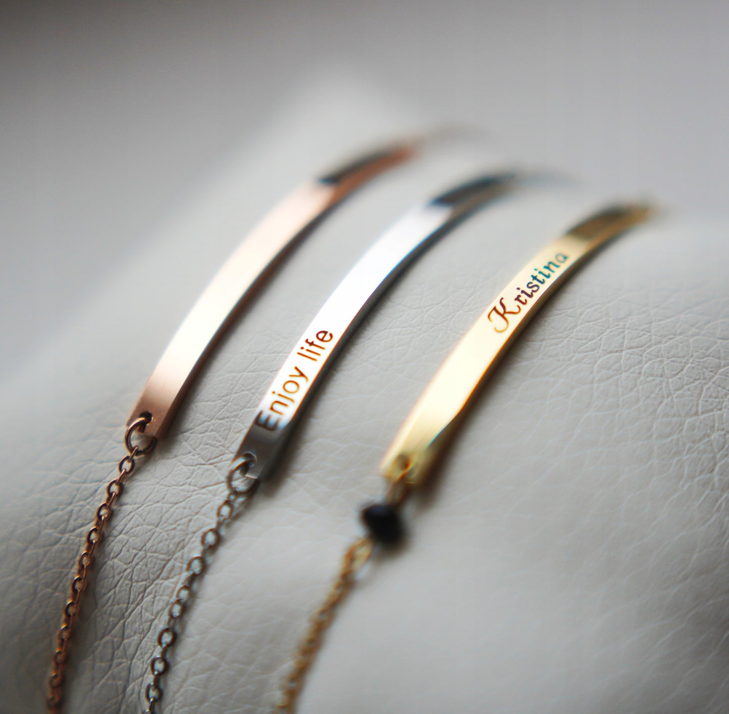 Minimal women's bracelet with engraving Gold color Gift for a girlfriend or mom