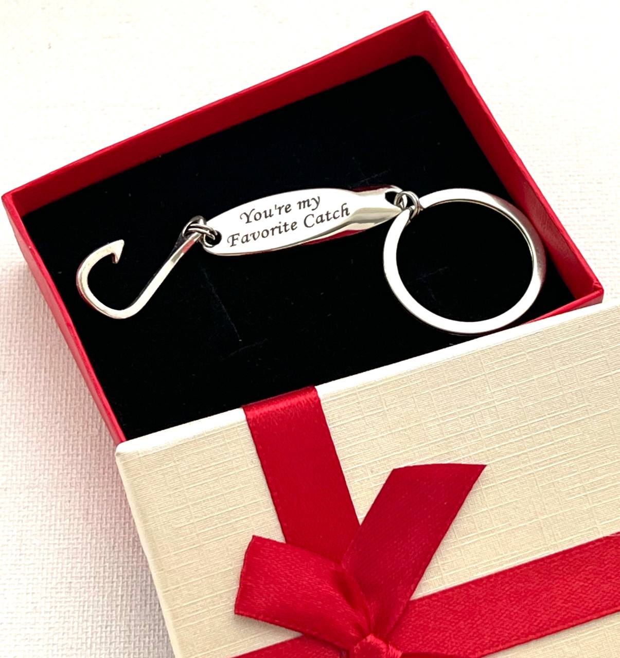 Personalized Gift fishing Keychain Silver Custom gift for dad
