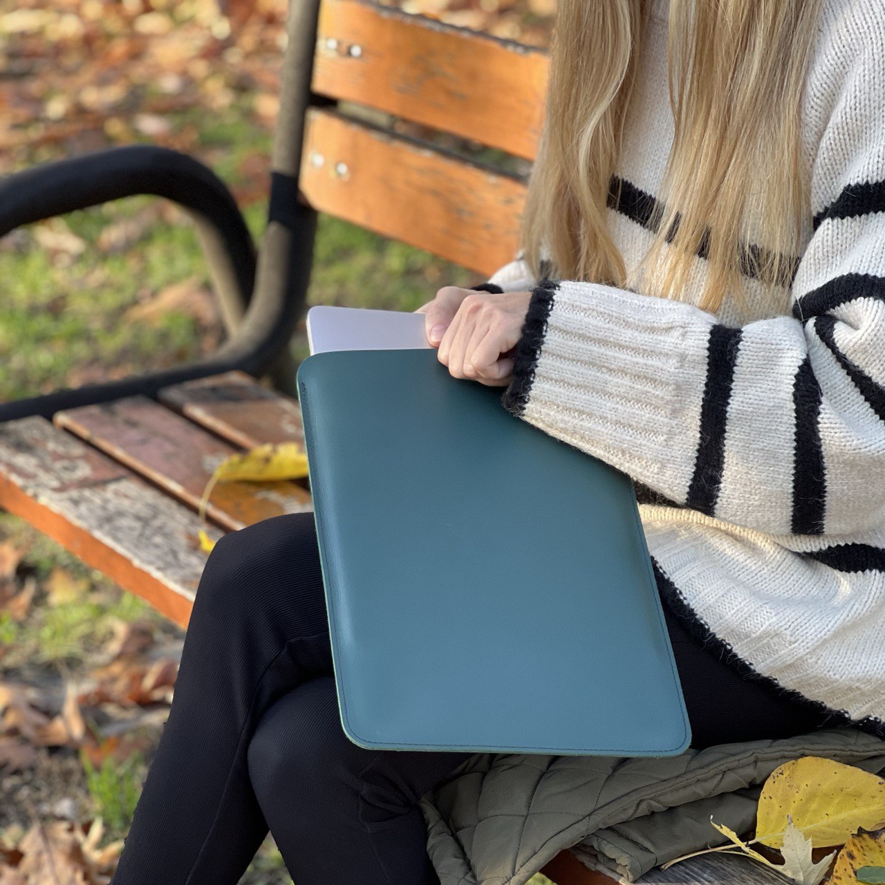 Leather Case for Macbook Air 13 / Pro 13 Macbook Air 15.3 / 14 Pro Glossy GREEN