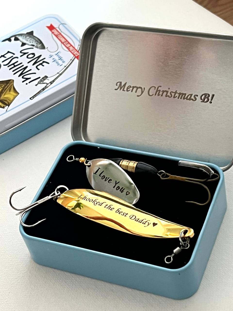 Personalized Fishing Lure set in Gift Box Fishing Gift for Dad