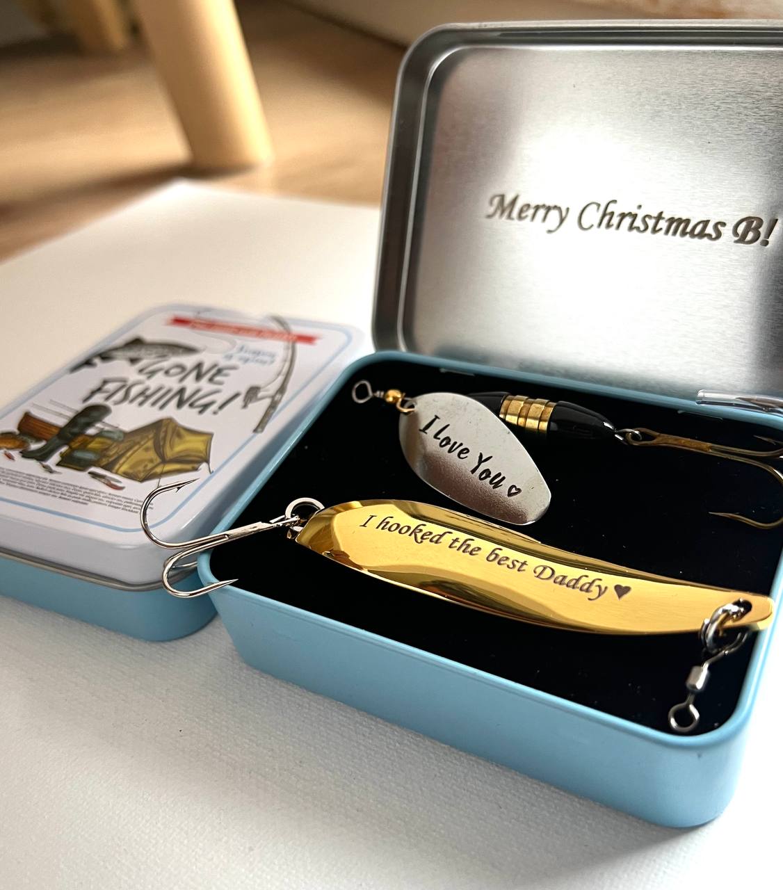 Personalized Fishing Lure set in Gift Box Fishing Gift for Dad