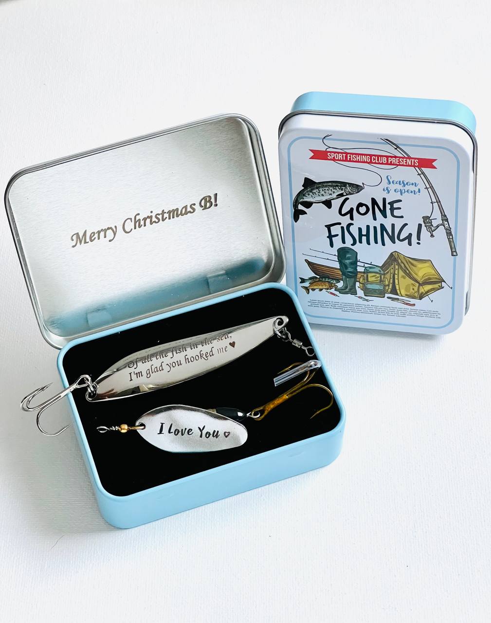 Personalized Fishing Lure set in Gift Box Fishing Gift for Dad