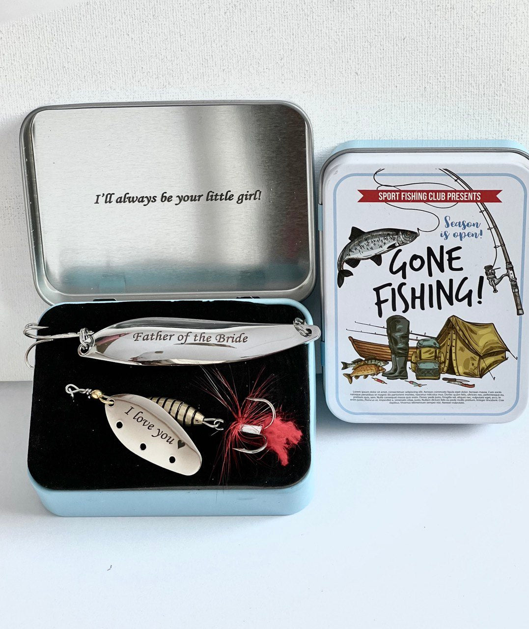 Retirement GIft Fishing Gift Idea Gift for Dad Custom Lure tackle Box for Pike Bass Copper Lure