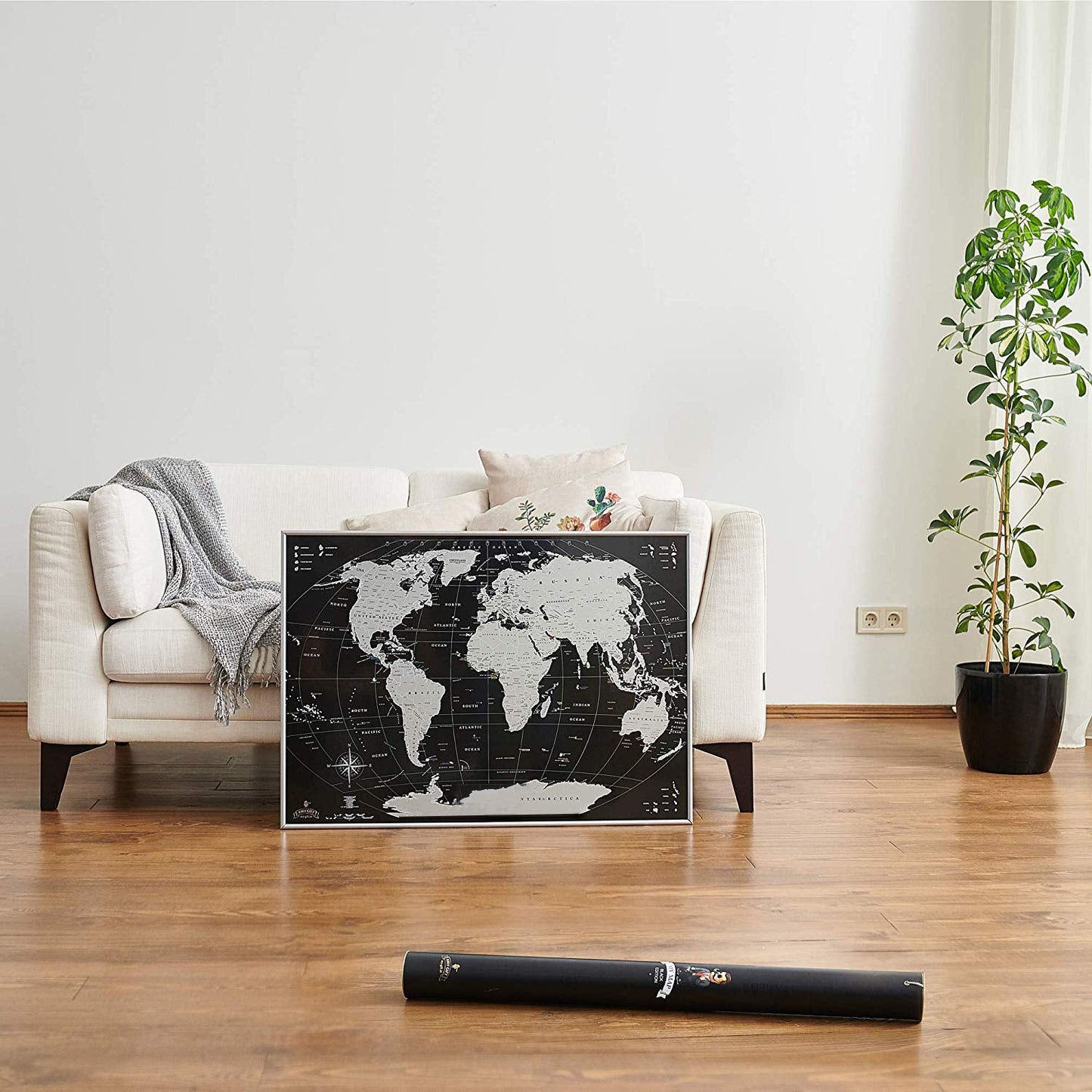 XXL Scratch Off World map Large Scratch off map Travel map Black SIlver