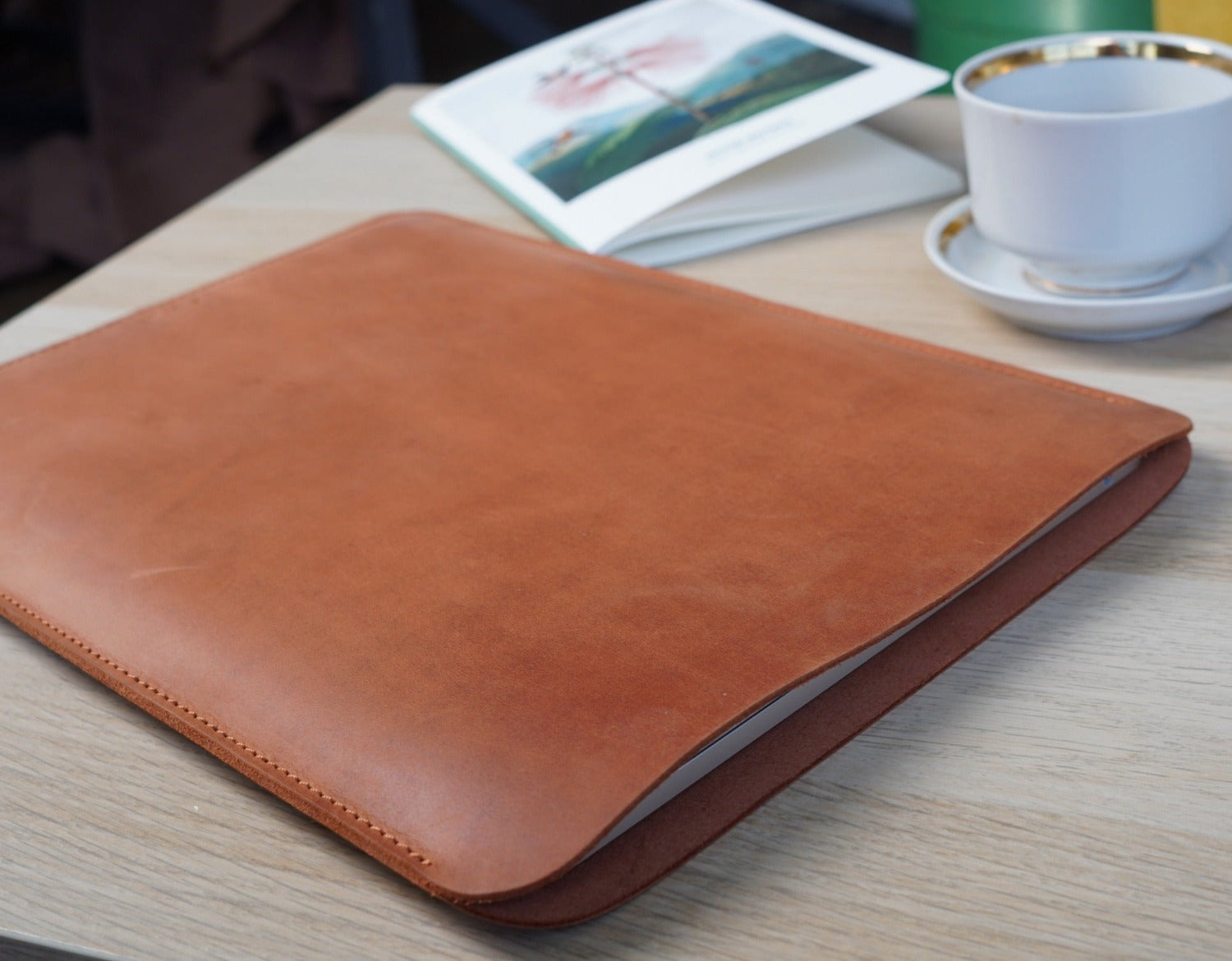 brown leather case for macbook 14 pro
