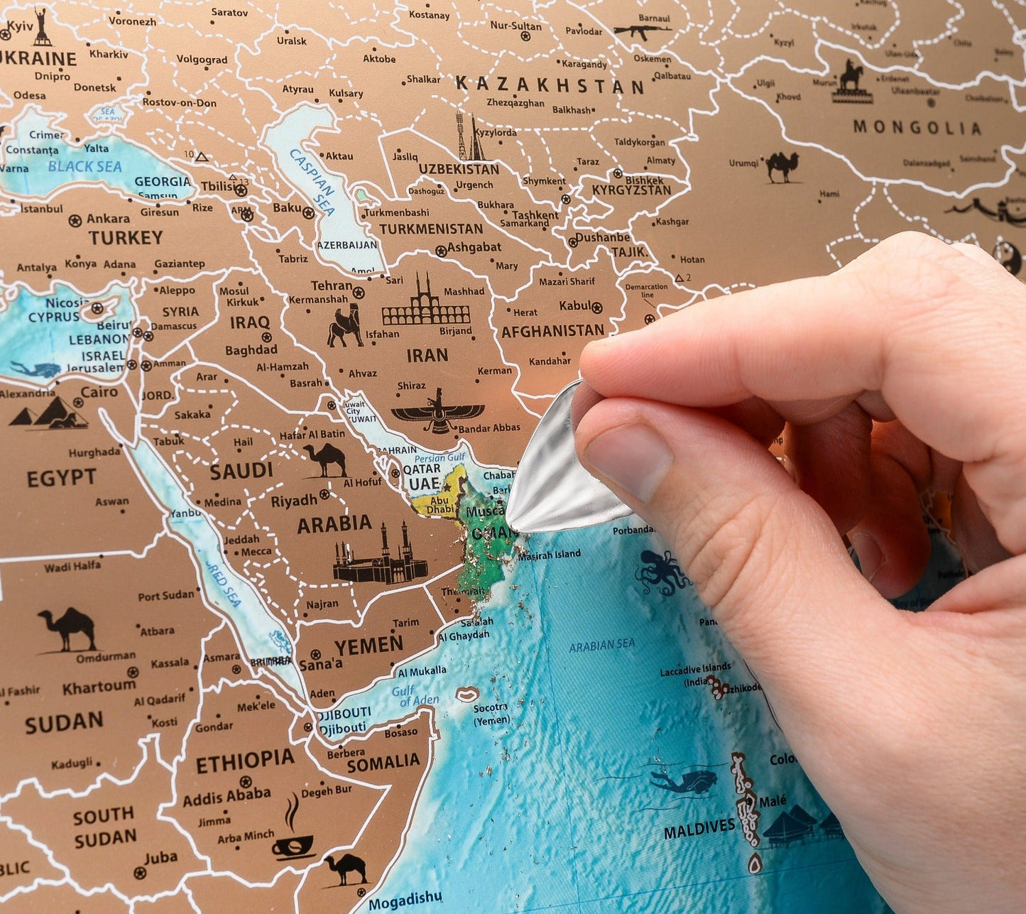 Personalized World map Large Flags Edition Scratch off map travel push pin map poster