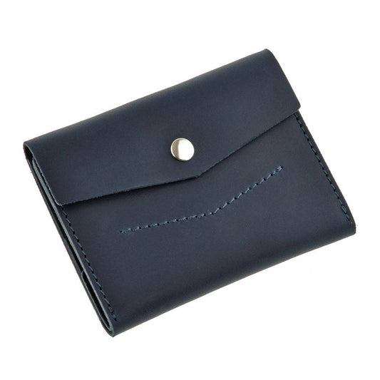 Leather wallet 2.0, with metal button. Night blue colour