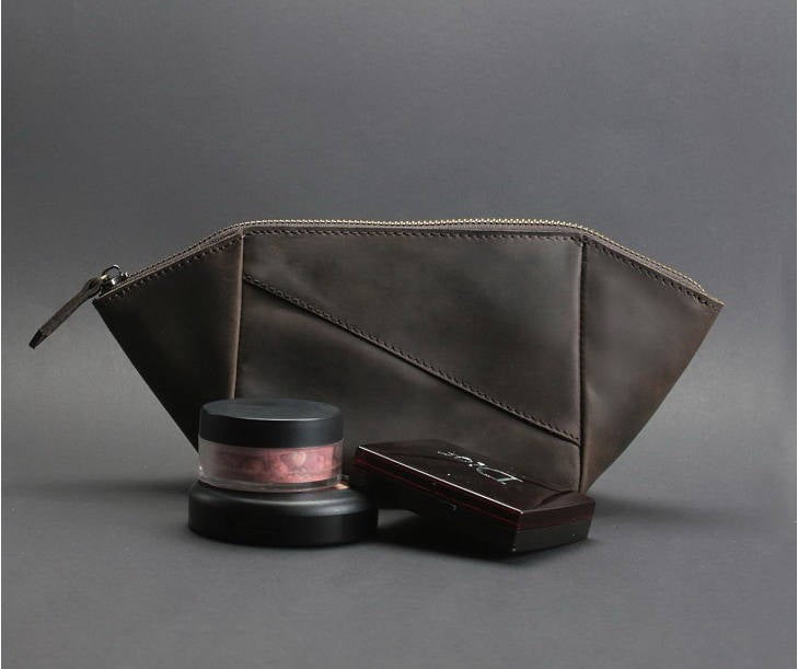 Leather cosmetic bag