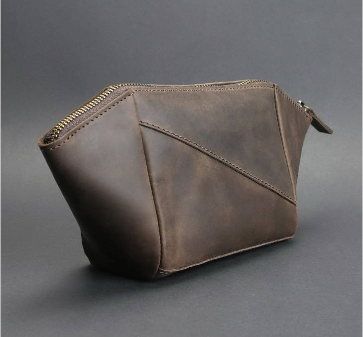 Leather cosmetic bag