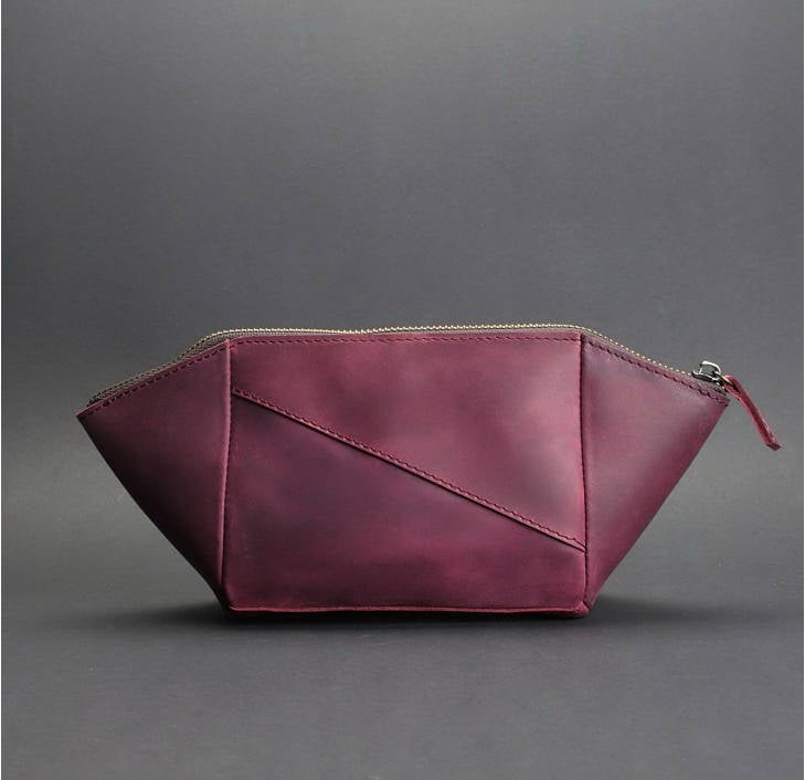Leather cosmetic bag