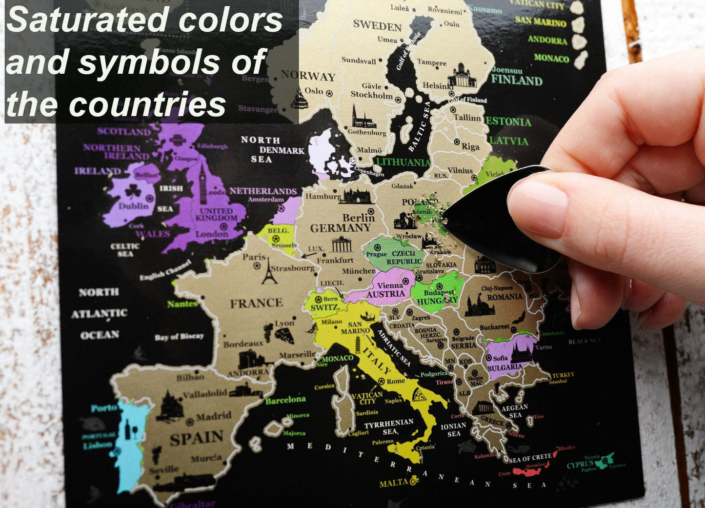 Scratch off map Greetings card Set of 6 Scratch World cards Continents