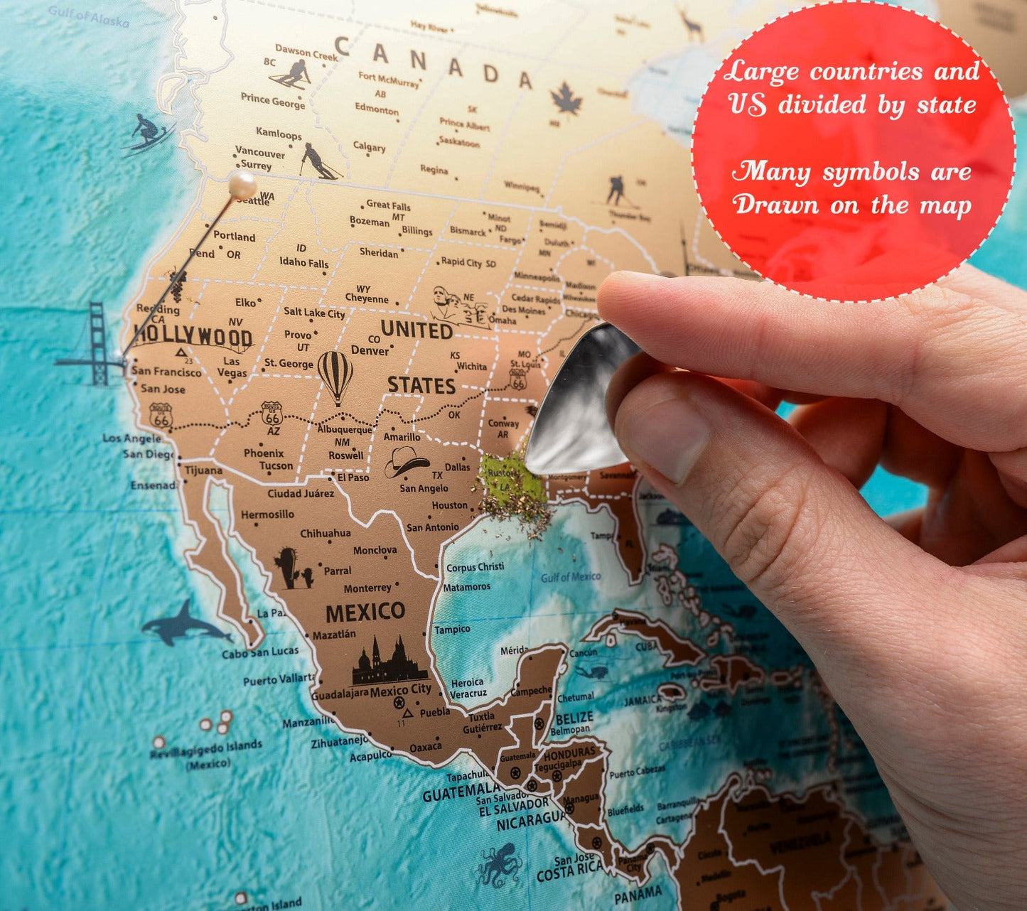 Personalized World map Large Flags Edition Scratch off map travel push pin map poster