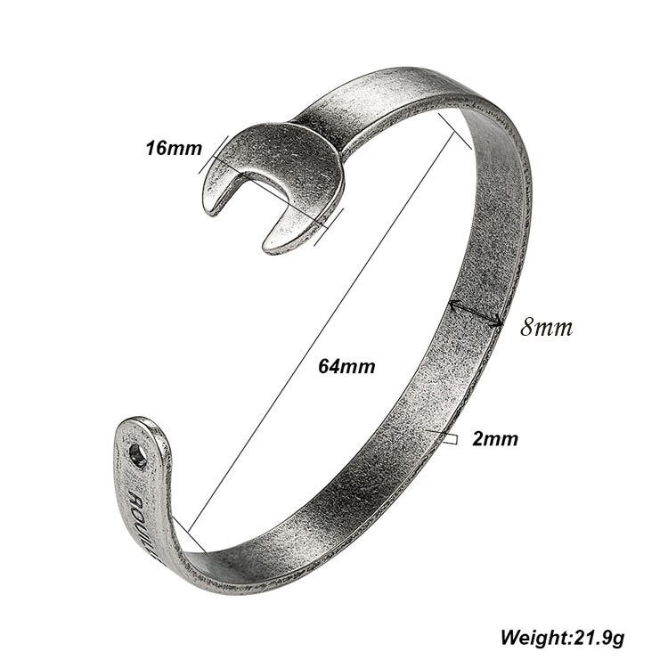 Vintage Mechanical Wrench Bracelet tool Titanium Steel Bangles