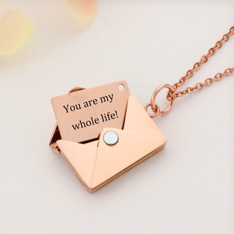Love Letter Envelope Pendant Necklace Customized Stainless Steel Jewel