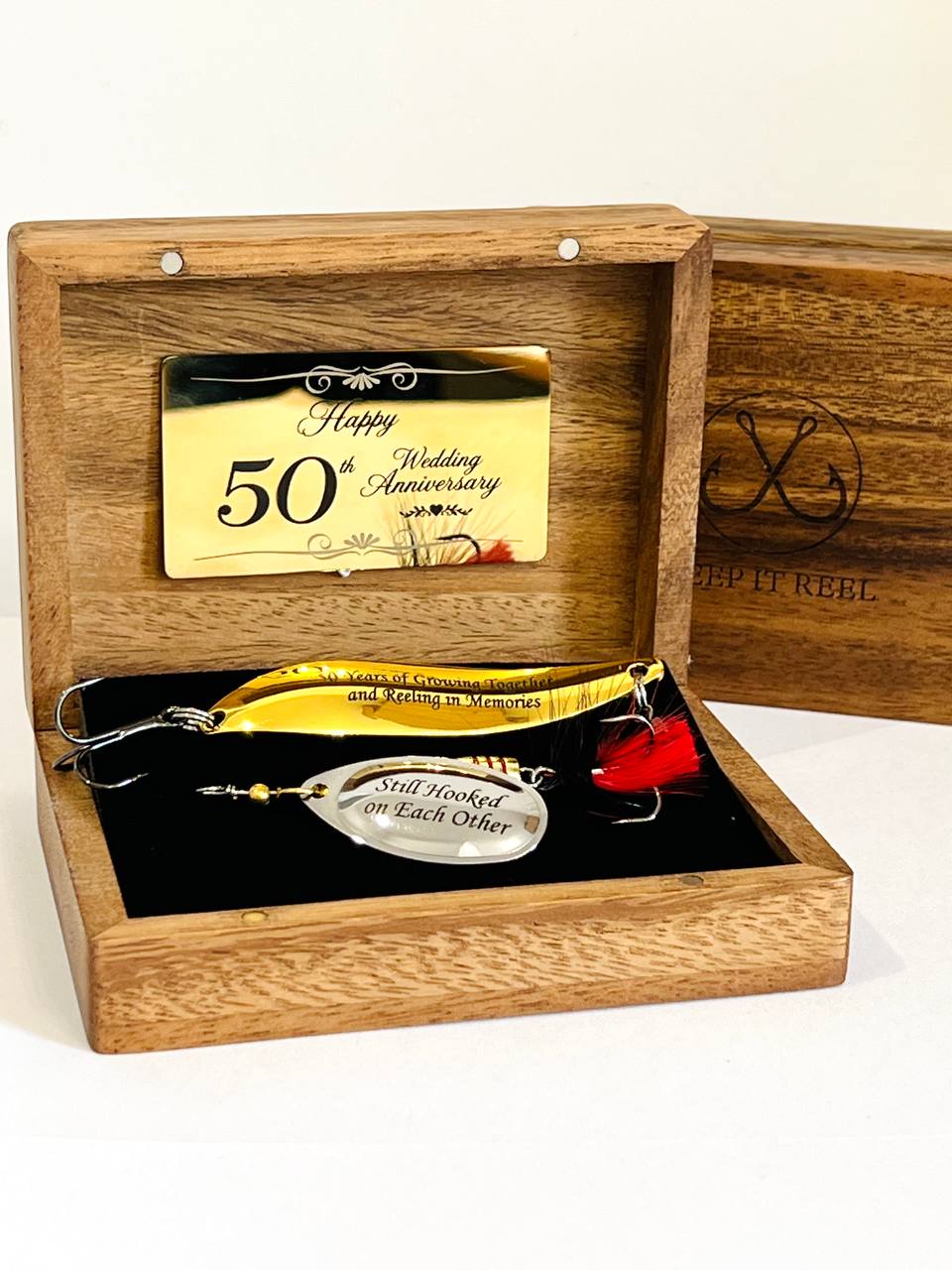 Custom Fishing lures Wedding gift for Dad  personalized baits in wooden box