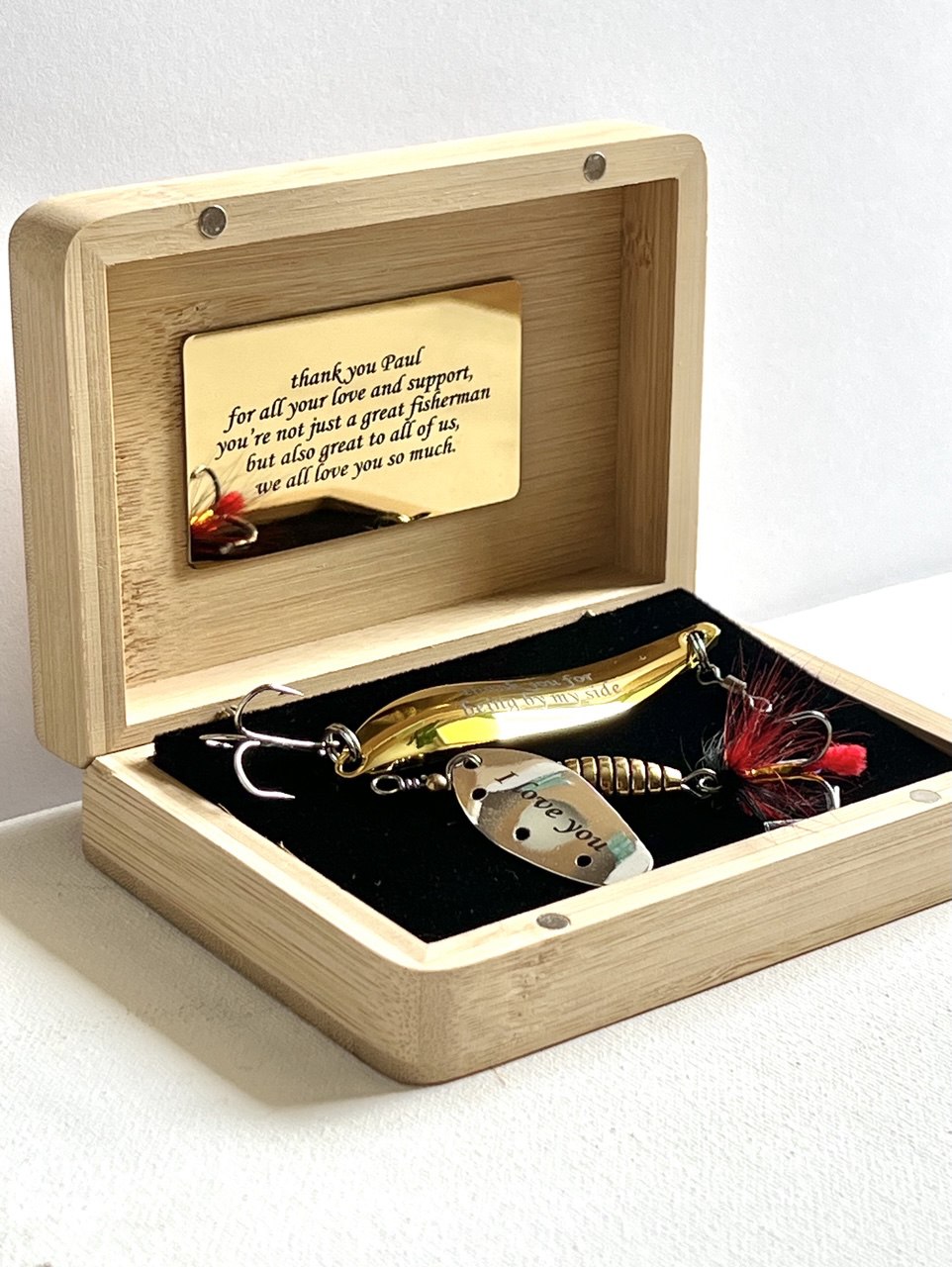 custom fishing lures wedding Custom Fishing lure gift Pike Bass bait Wooden box Birthday Wedding Gift