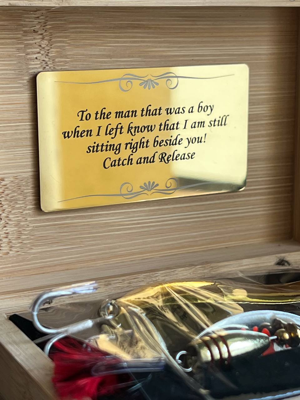 Custom Fishing lure gift Pike Bass bait Wooden box Birthday Wedding Gift