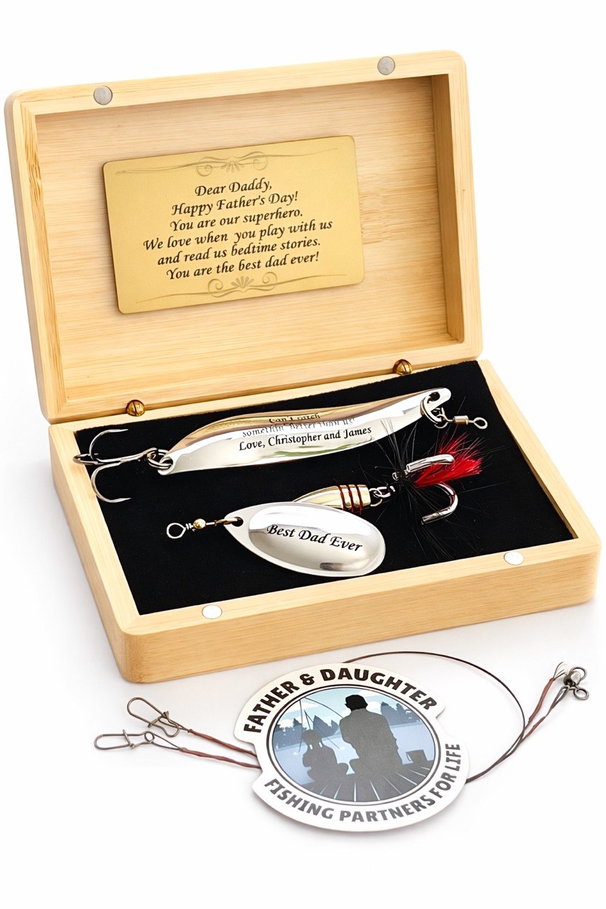 custom wood bass fishing box Custom Fishing lure gift Pike Bass bait Wooden box Birthday Wedding Gift