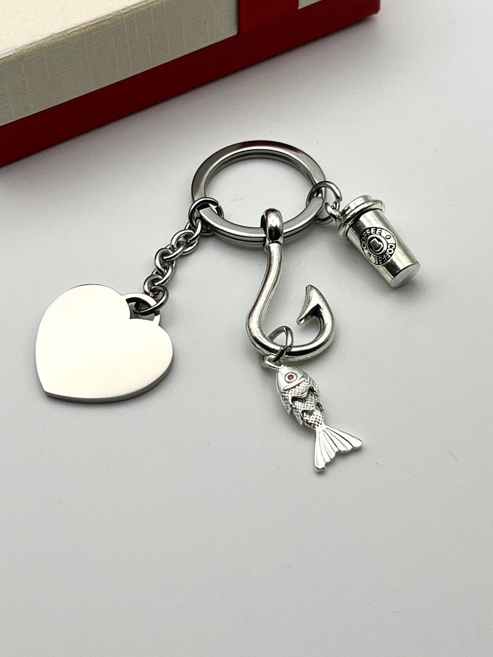 Personalized Gift fishing Keychain Silver Custom gift for dad