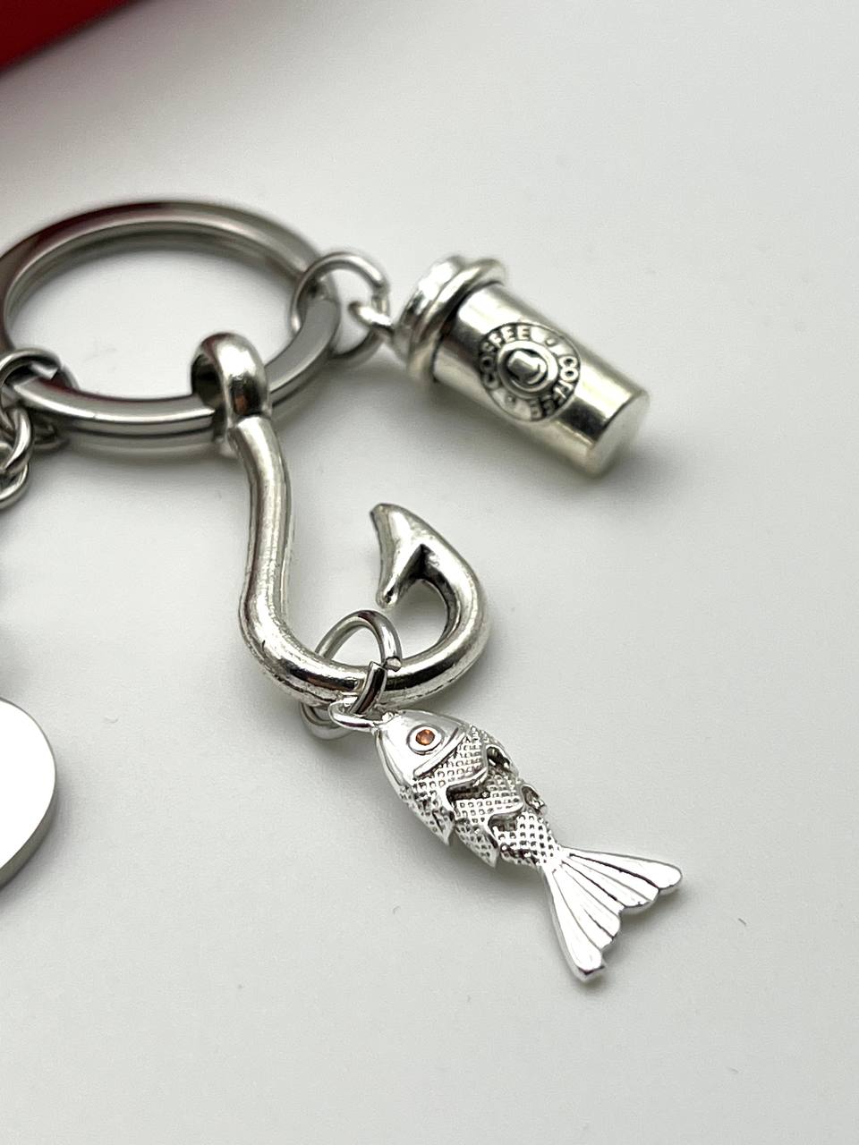 Personalized Gift fishing Keychain Silver Custom gift for dad