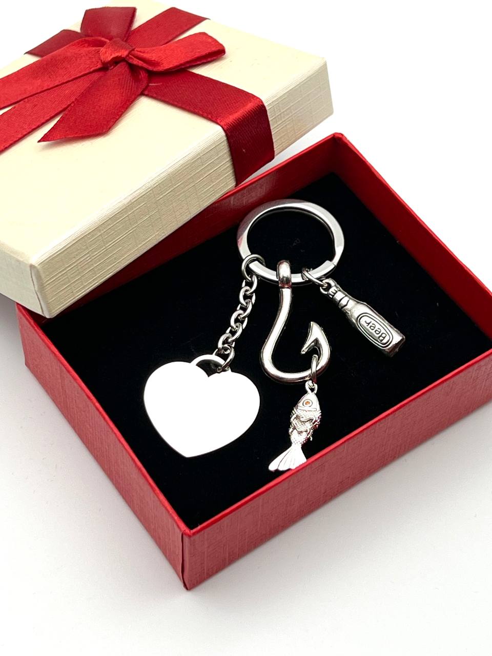 Personalized Gift fishing Keychain Silver Custom gift for dad