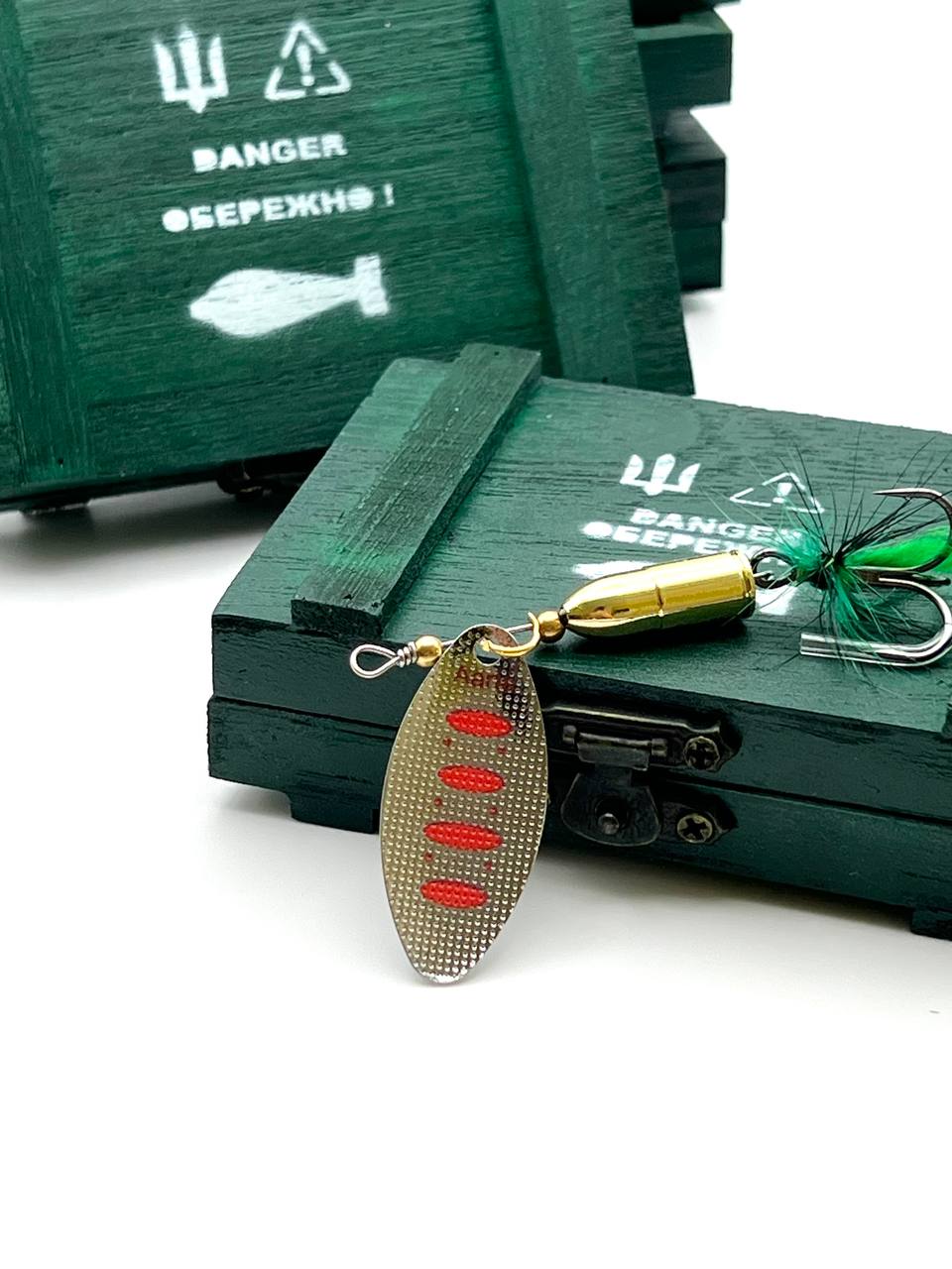 Custom Fishing Spinner Bait 12gr Bullet Military box AFU