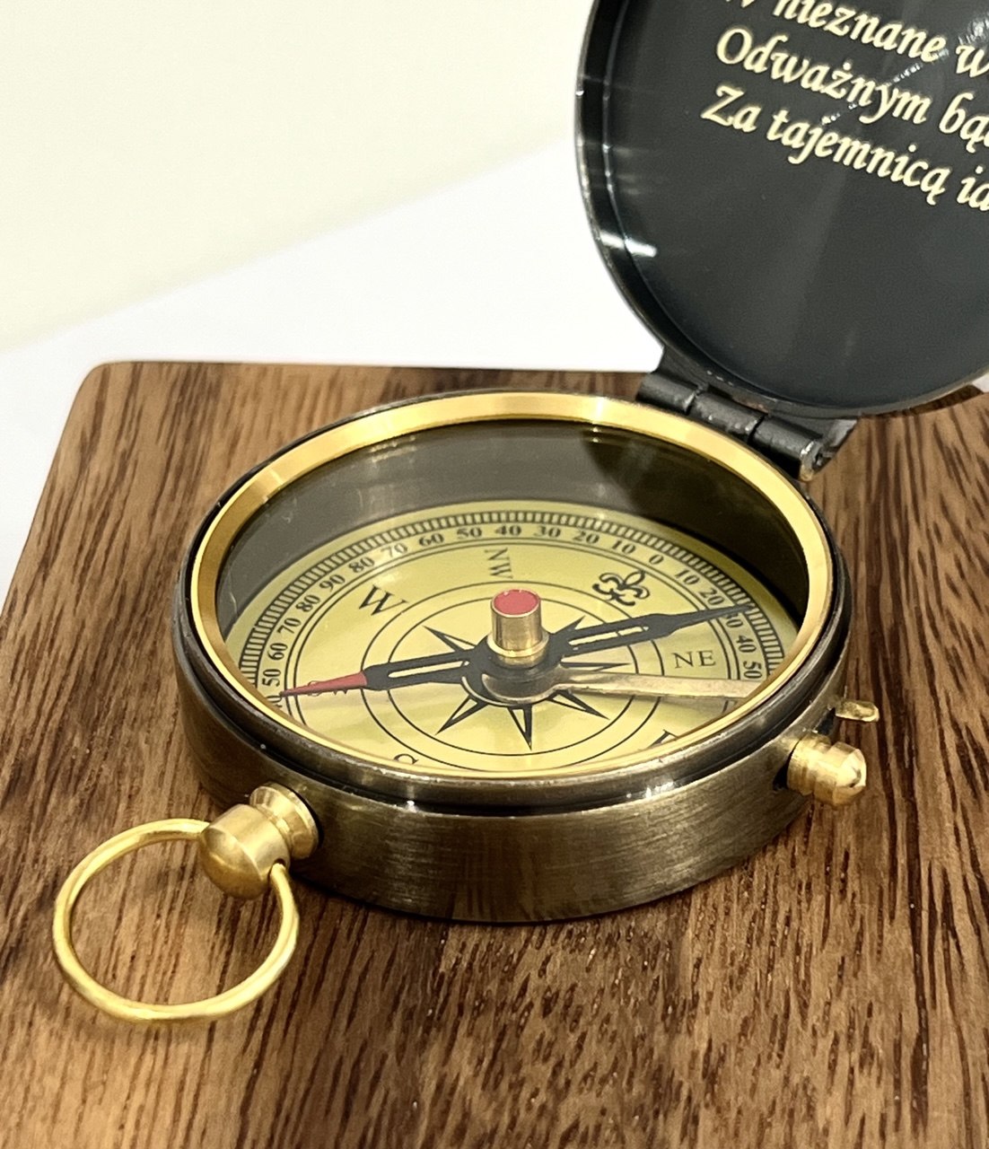 Personalized brass vintage Compass gift in a  Wooden box engraved
