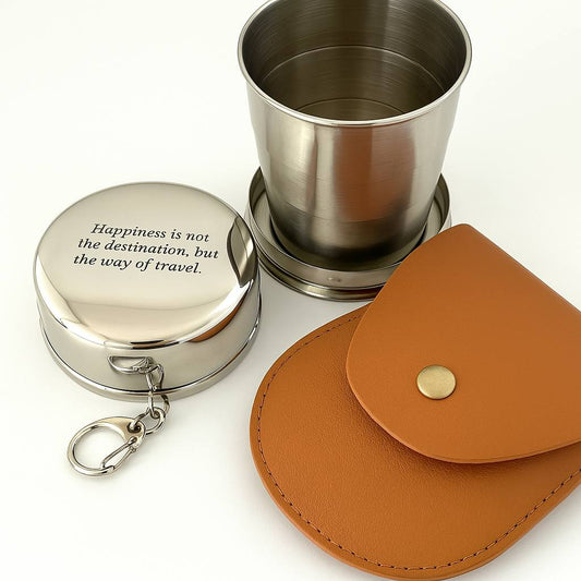 Personalized Travel Folding Cup 250ml Cutlery Camping Outdoor Collapseable Metal Cup