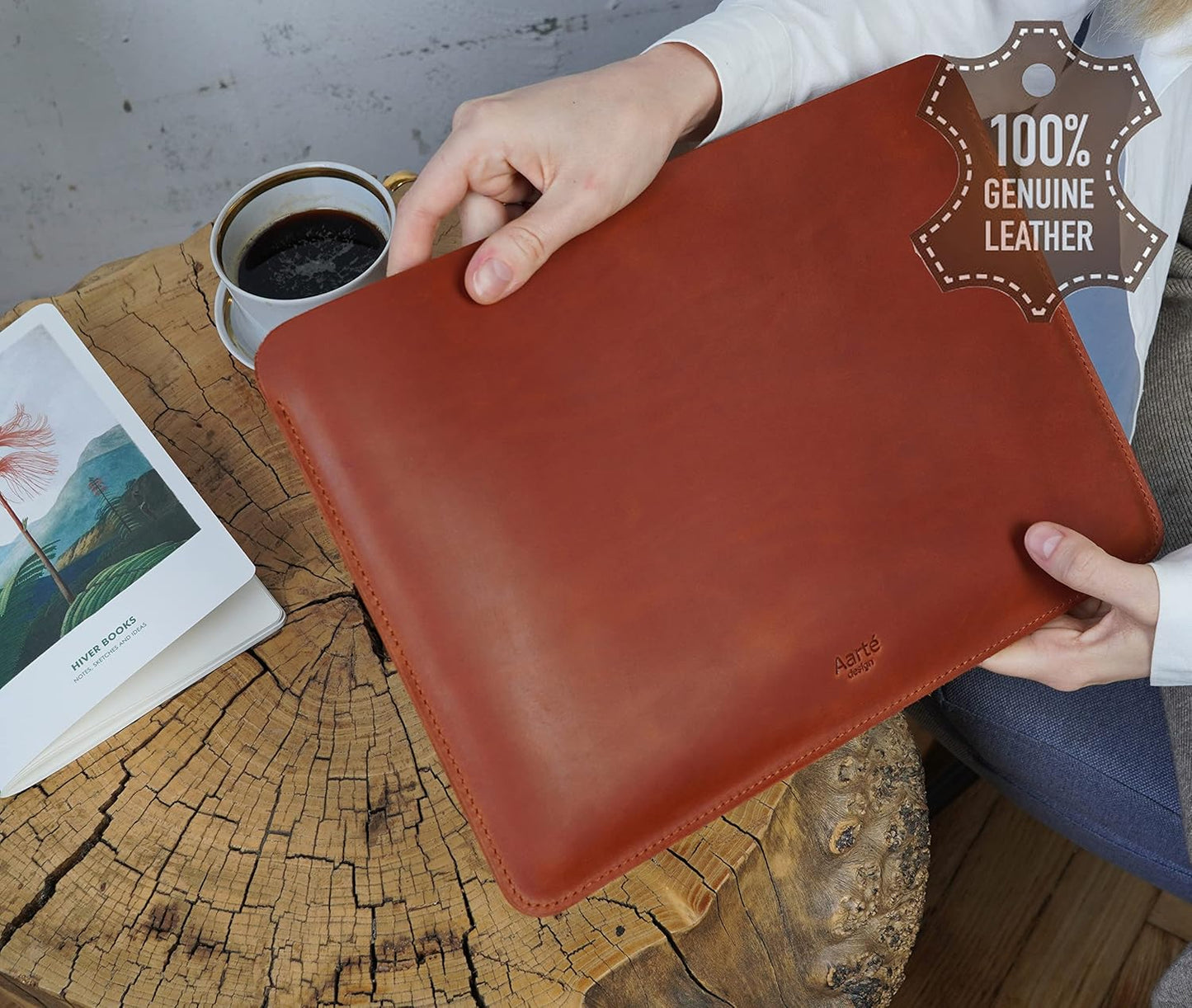 AarteDesign Cognac Leather Sleeve Case For Macbook Air / Pro 13 / Pro 14 / Air 15 - AarteDesign