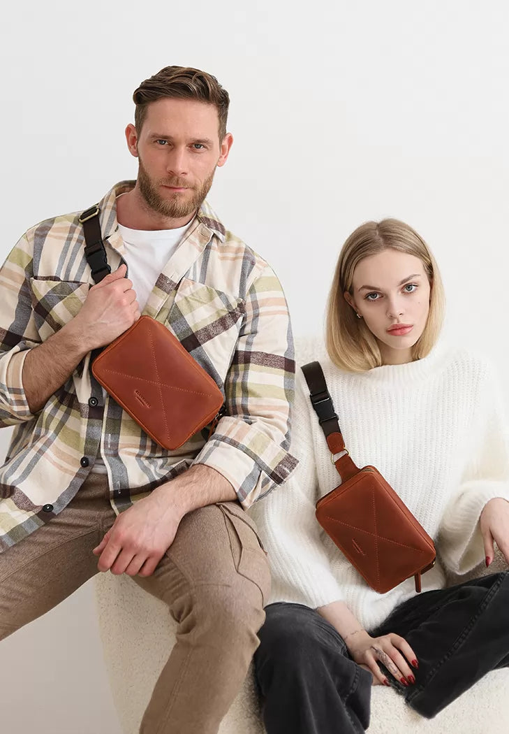 Leather belt bag Dropbag Mini Dark Brown Crazy Horse Waist Bag