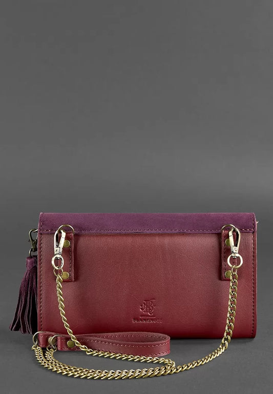 Women's leather bag Alice burgundy Velour crust