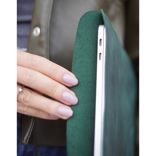 Leather Case for Macbook Air / Pro 13/ 14/15/ Vertical Green Vintage - AarteDesign