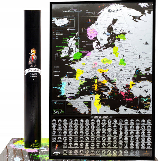 Europe Scratch Off Map Travel map Push pin Map 40x60cm - AarteDesign