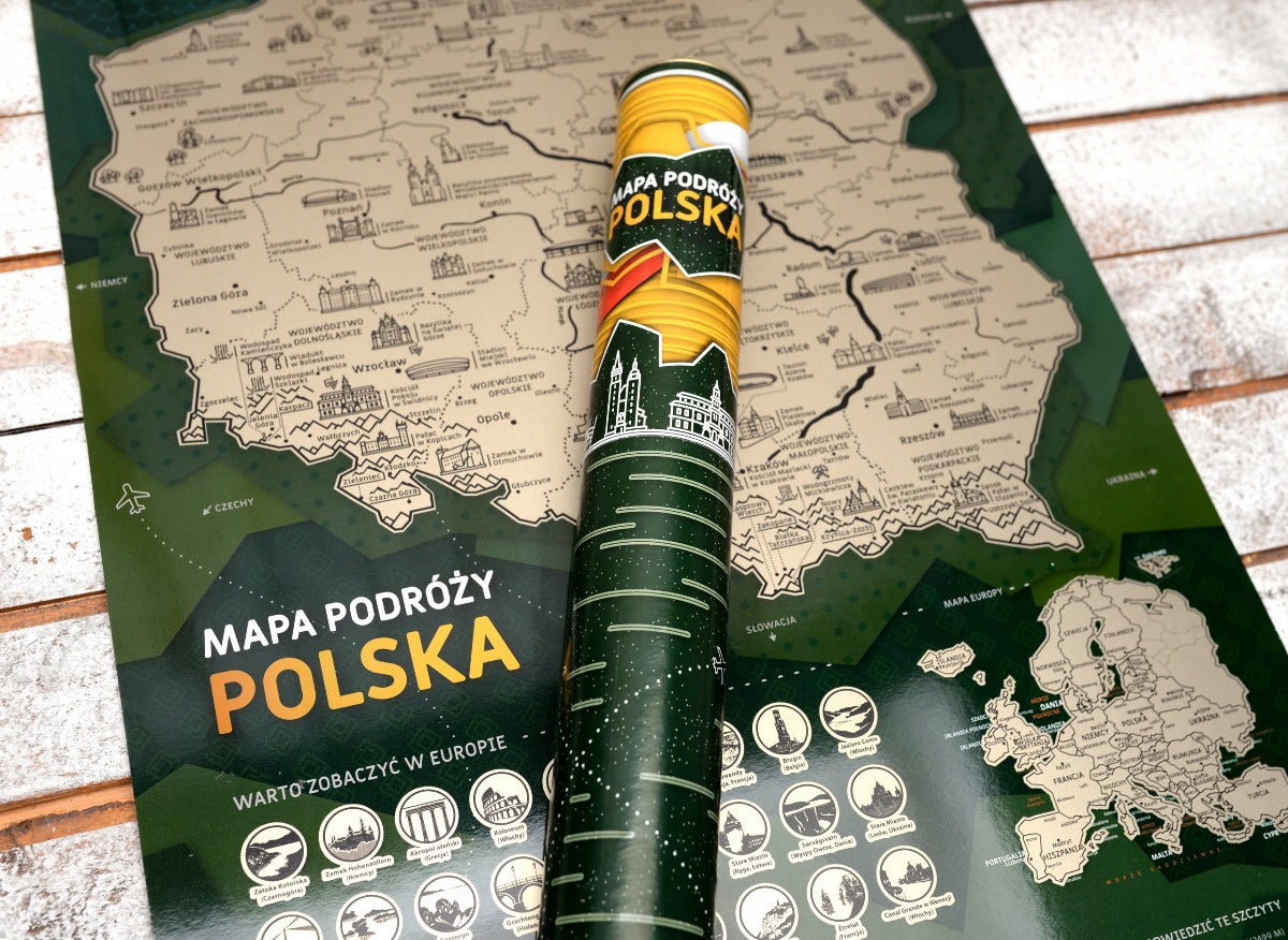 Mapa Polski POLSKA+EUROPA Mapa ZDRAPKA 60x40 Mapa podróży