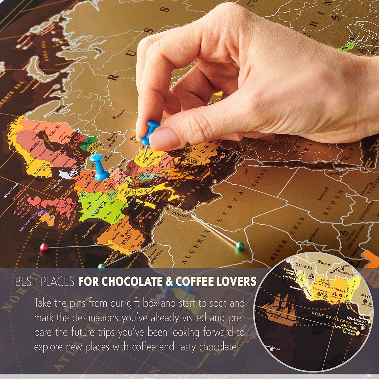 XXL World map Scratch World Map, Scratch Off Travel Map Coffee Edition –  AarteDesign