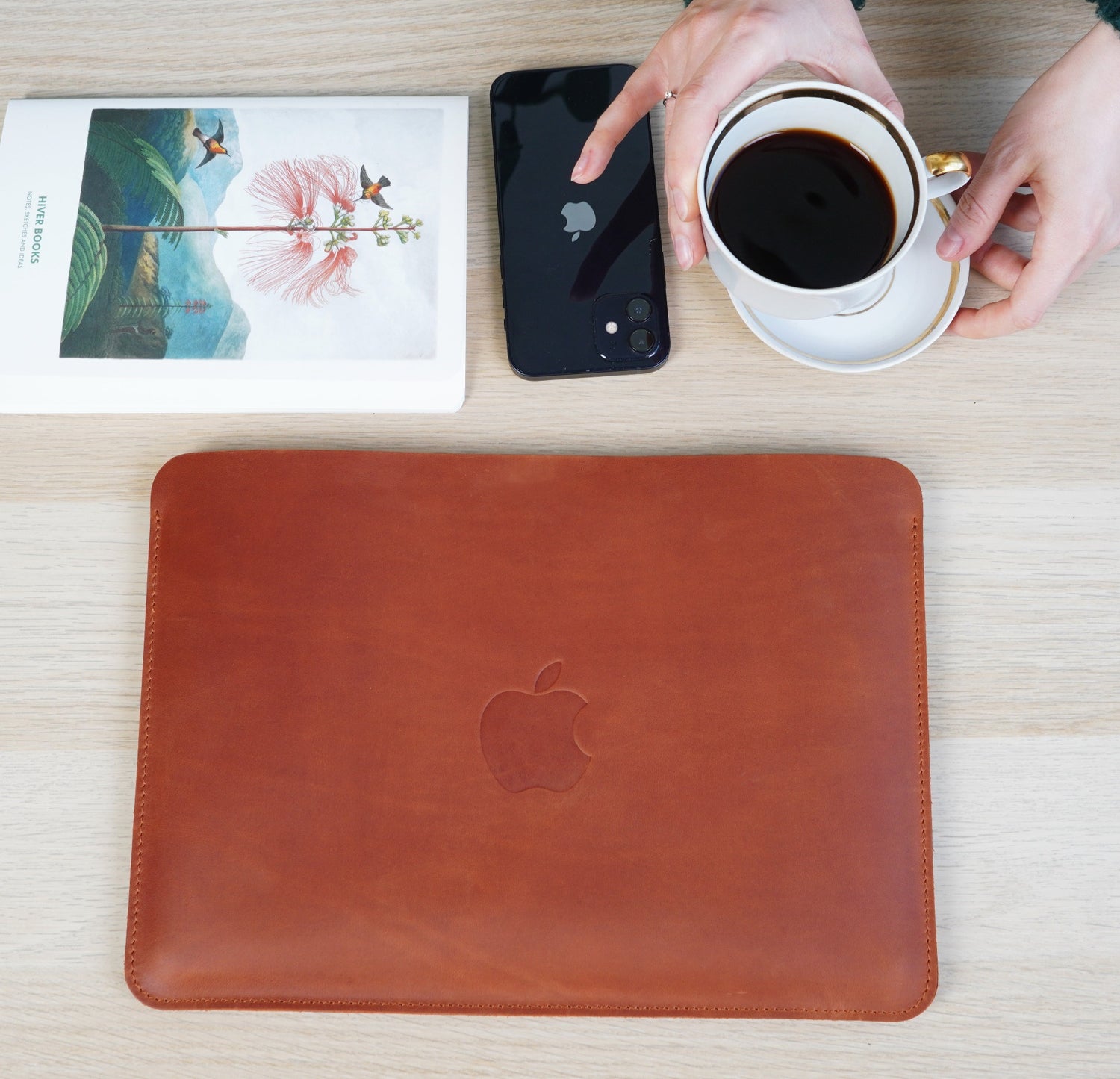 Custom Soft Vintage Leather Sleeve For Macbook 13 Air 2022 M1 M2 13 / 14 /  15 / 16 Pro