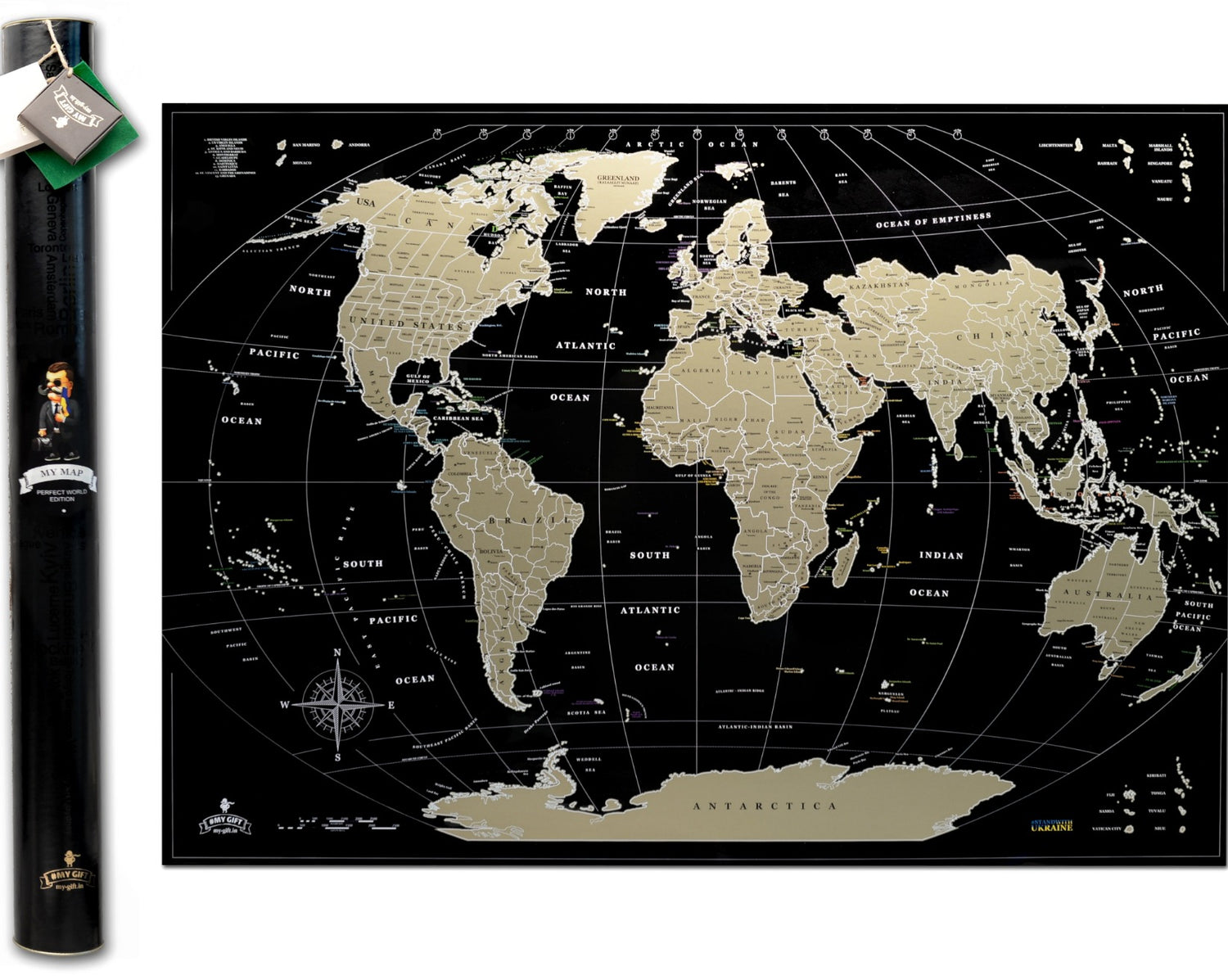 World map without russia Travel map Scratch off map Black Perfect Worl –  AarteDesign