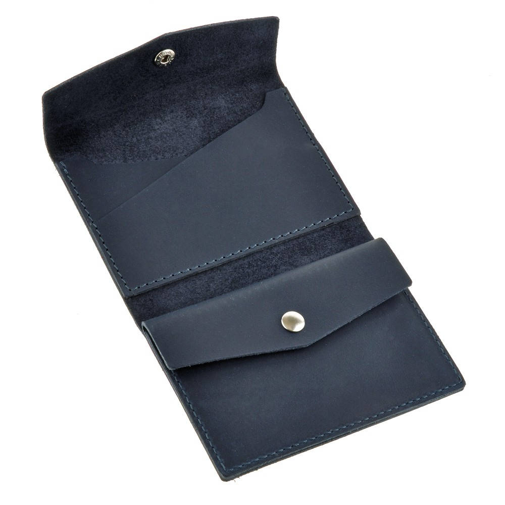 Leather wallet 2.0, with metal button. Night blue colour