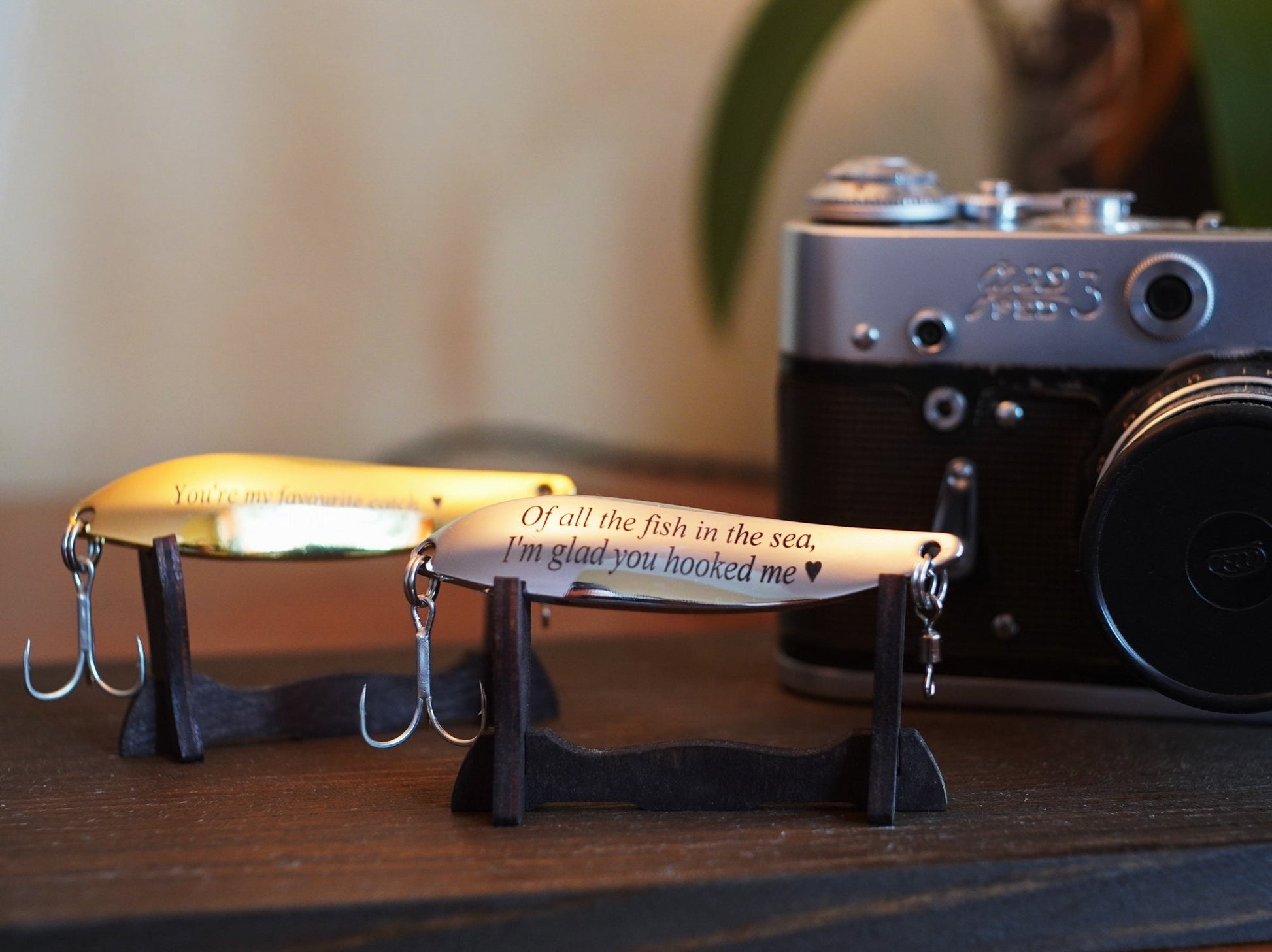 engraved retired fishing lure Fishing Gift Custom Lure AarteDesign Engraved with Stand