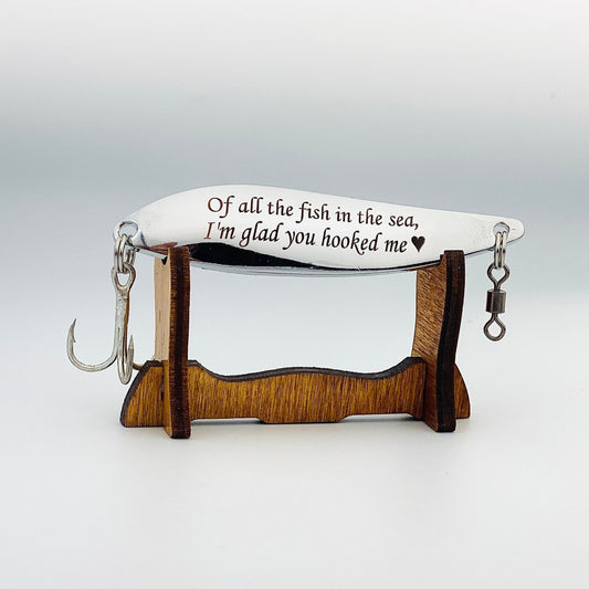 Fishing Gift for boyfriend lovely gift Custom lure fisherman personalised lure with stand