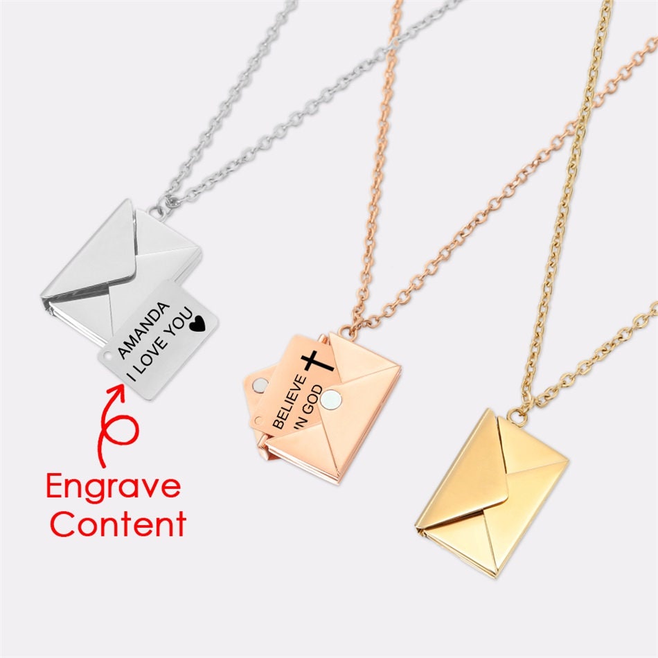 Love Letter Envelope Pendant Necklace Customized Stainless Steel Jewelry