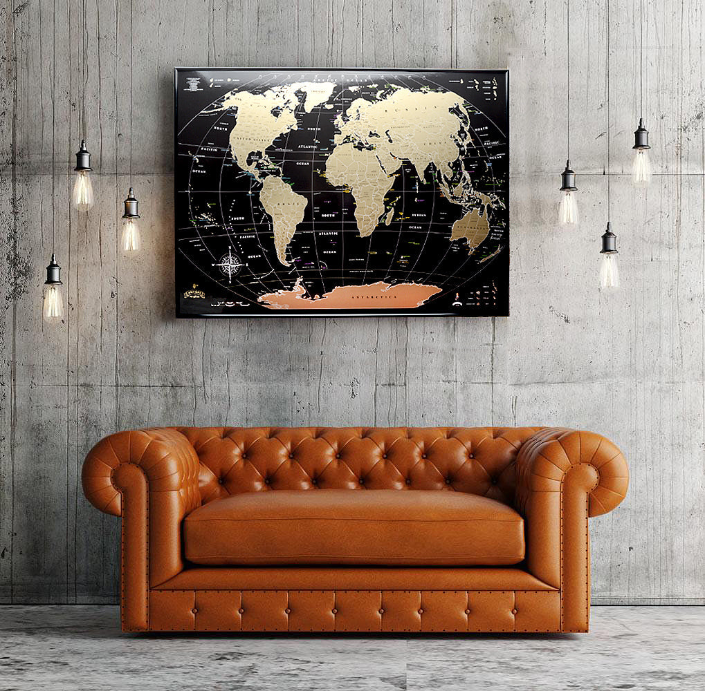 World Scratch off map Large Black Gold Travels World Travel Map Push pin Map Media 1 of 8